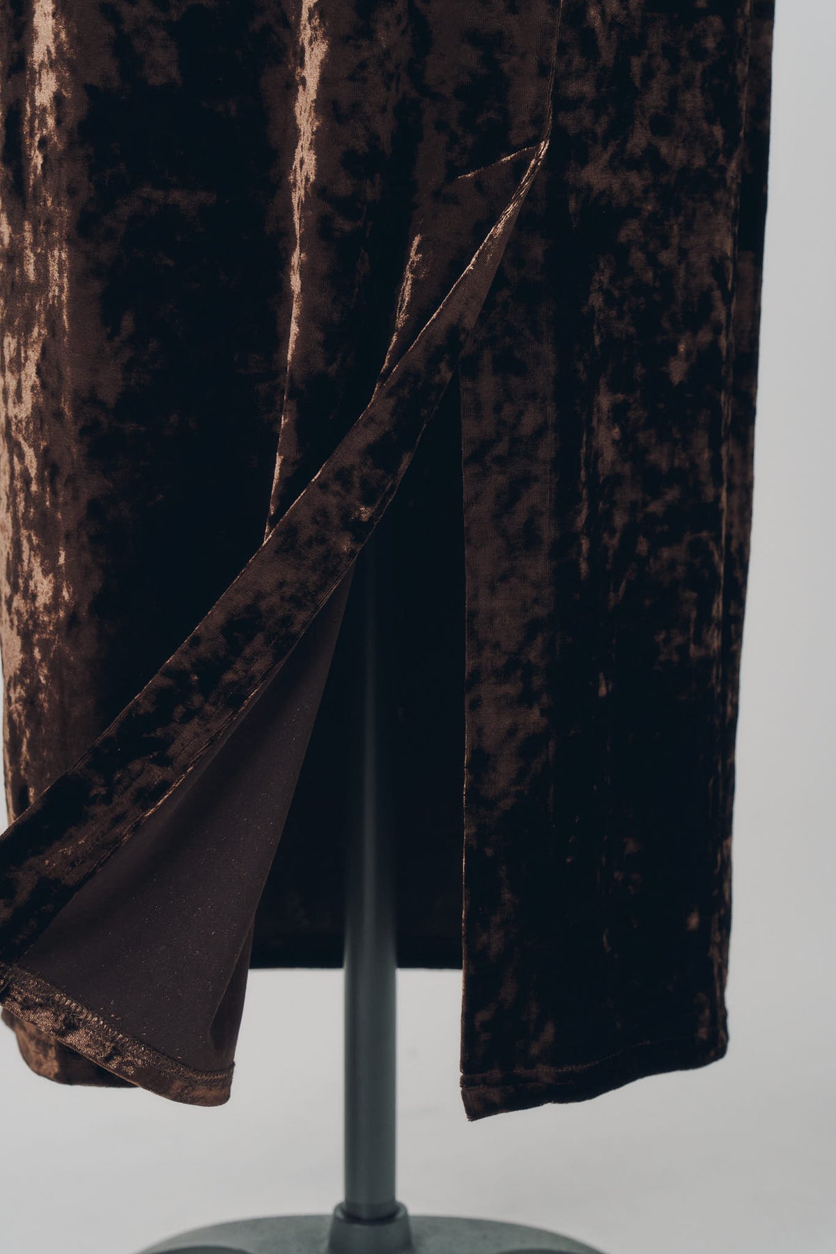 2way draped velour dress/brown