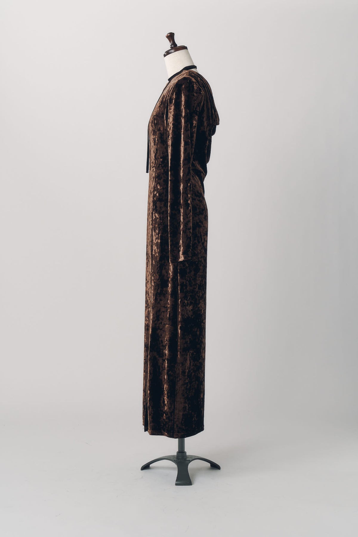 2way draped velour dress/brown