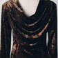 2way draped velour dress/brown