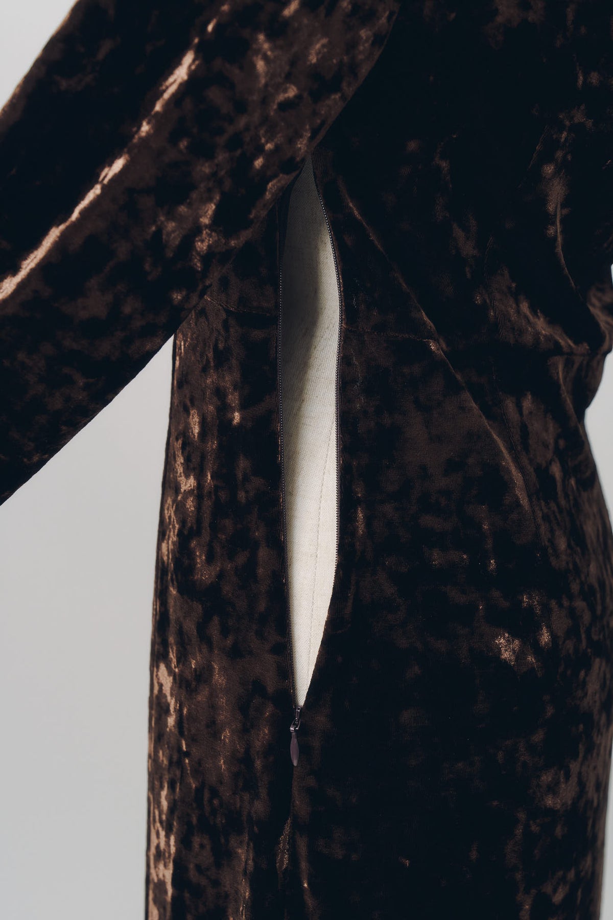 2way draped velour dress/brown