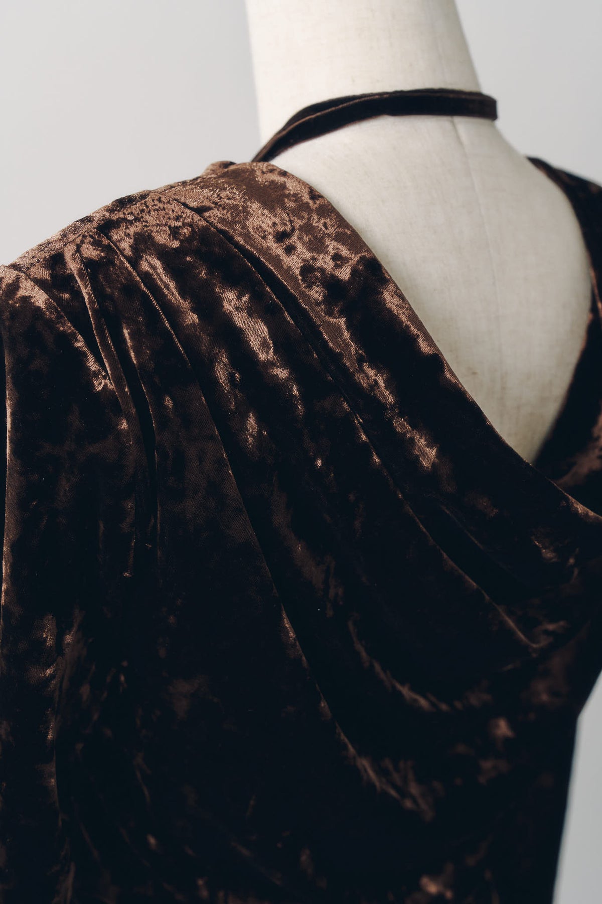 2way draped velour dress/brown