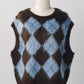 argyle knit vest/brown