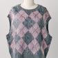 argyle knit vest/pink