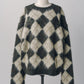 argyle knit(unisex)/brown
