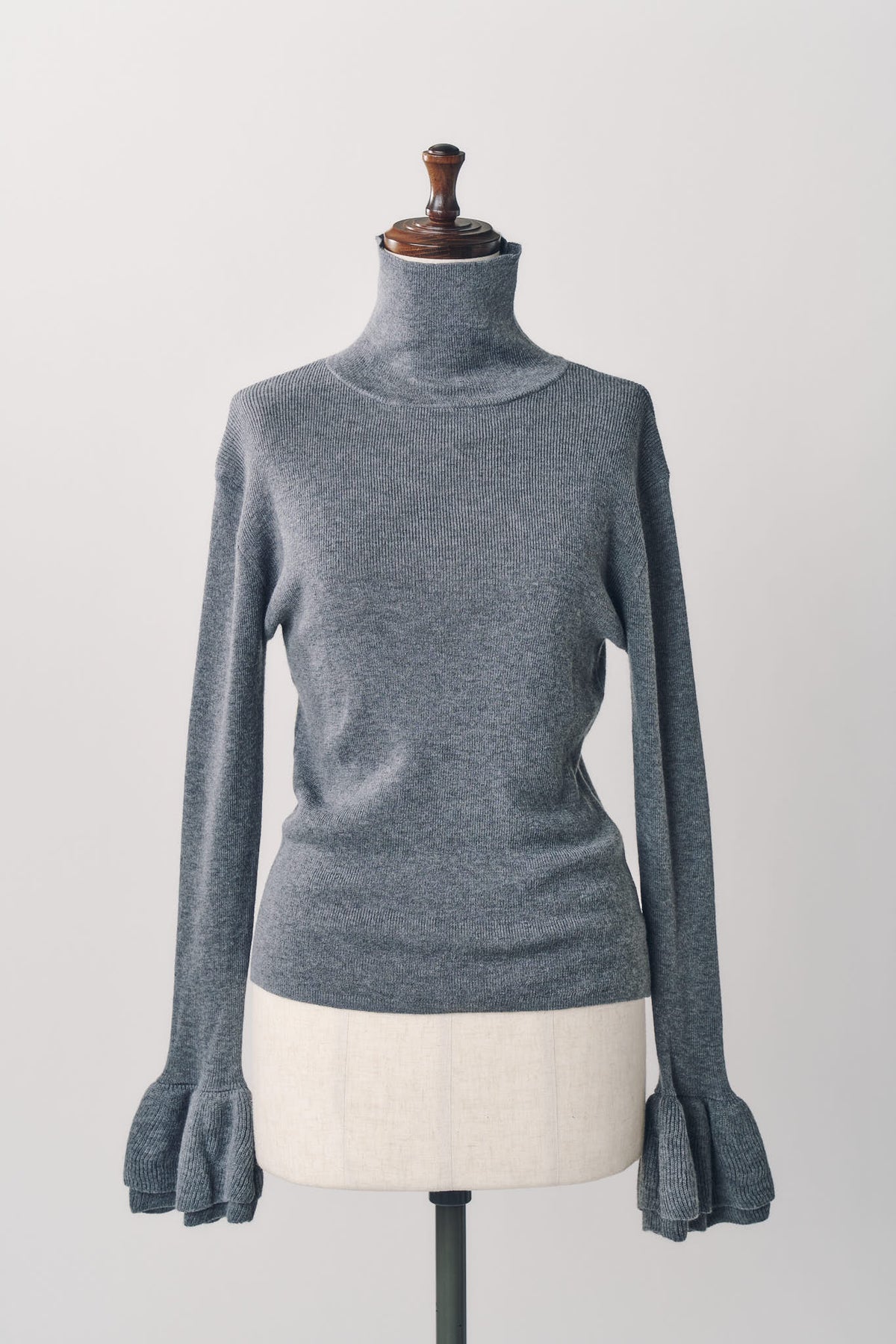 frill high neck knit/gray