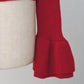 frill high neck knit/red