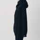 curved zip boa hoodie(unisex)/black