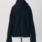 curved zip boa hoodie(unisex)/black
