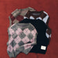 argyle knit vest/brown