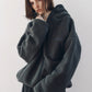 curved zip boa hoodie(unisex)/gray
