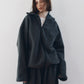 curved zip boa hoodie(unisex)/gray