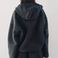 curved zip boa hoodie(unisex)/gray