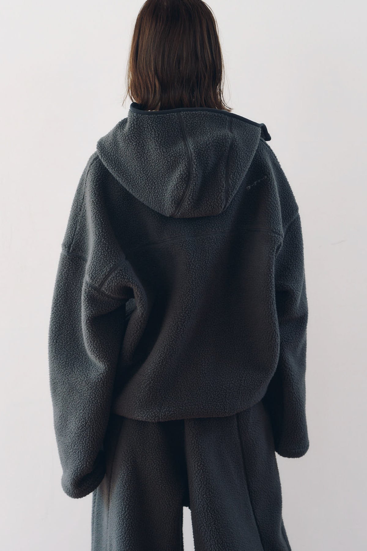 curved zip boa hoodie(unisex)/gray