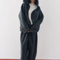 curved zip boa hoodie(unisex)/gray