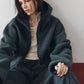 curved zip boa hoodie(unisex)/gray