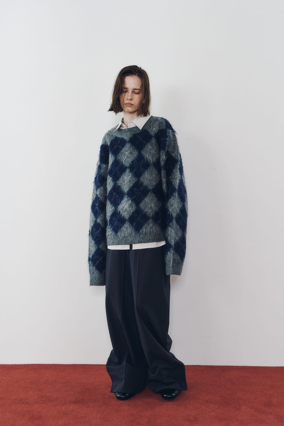 argyle knit(unisex)/navy