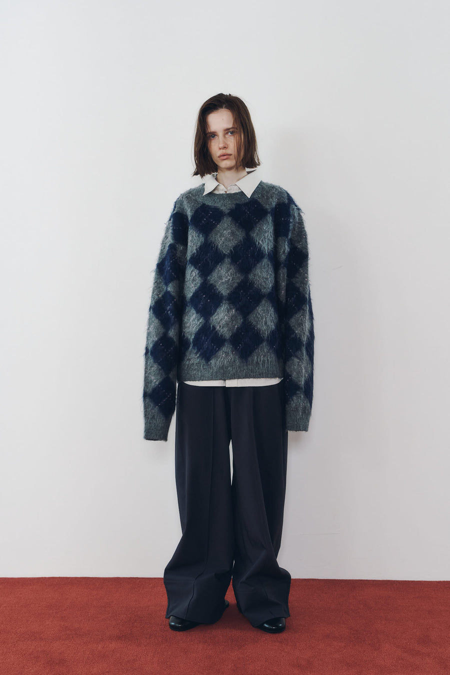 argyle knit(unisex)/navy