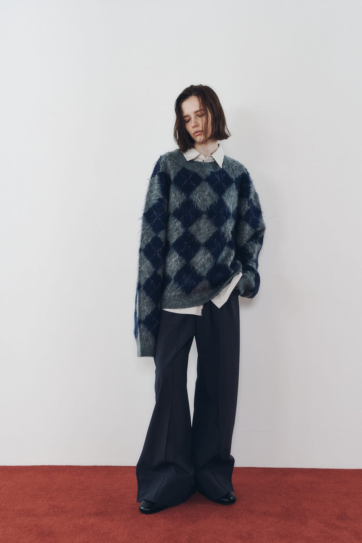 argyle knit(unisex)/navy