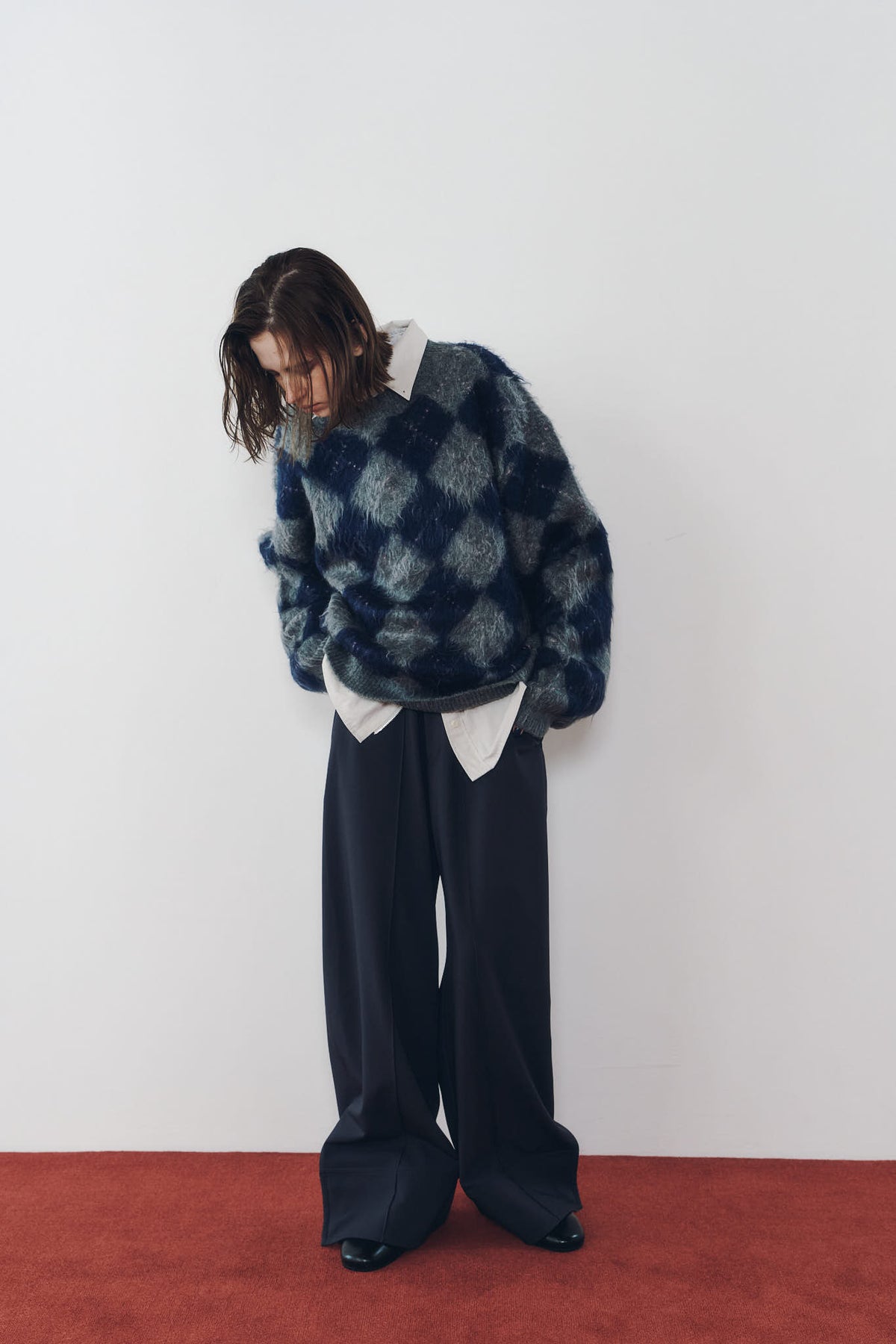 argyle knit(unisex)/navy