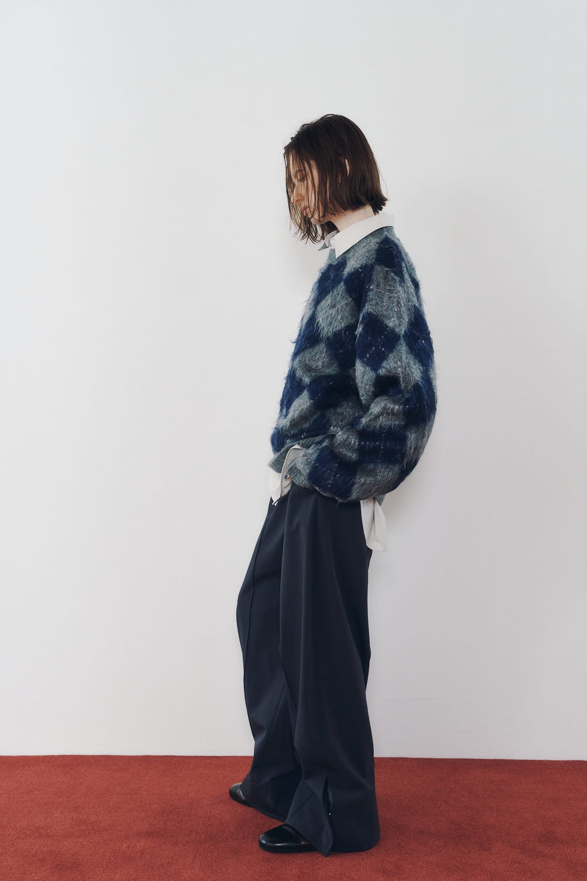 argyle knit(unisex)/navy
