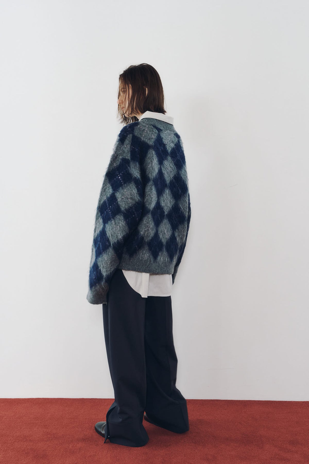argyle knit(unisex)/navy
