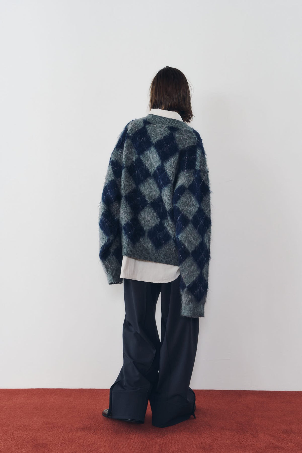 argyle knit(unisex)/navy