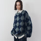 argyle knit(unisex)/navy
