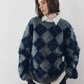 argyle knit(unisex)/navy