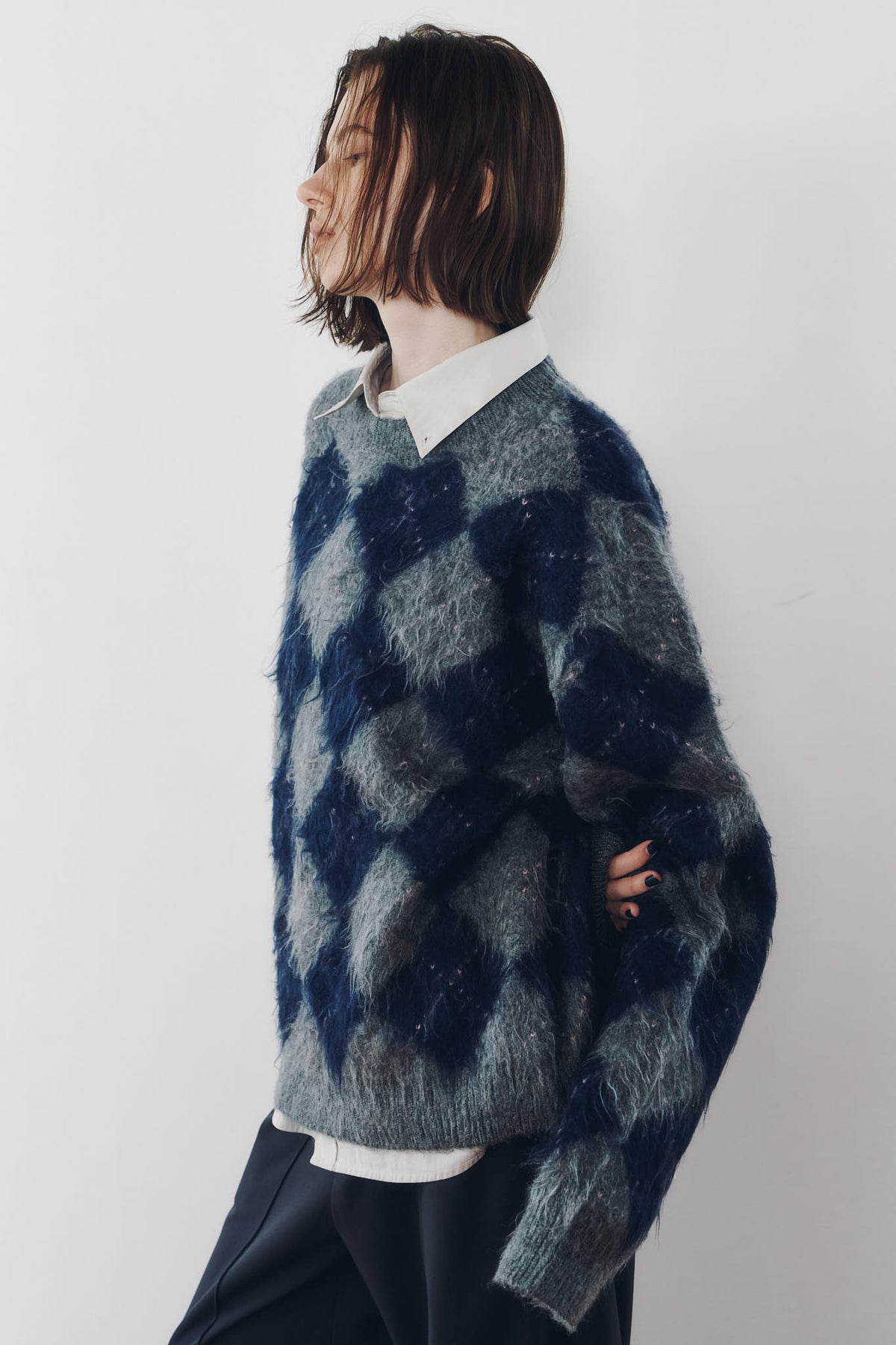 argyle knit(unisex)/navy