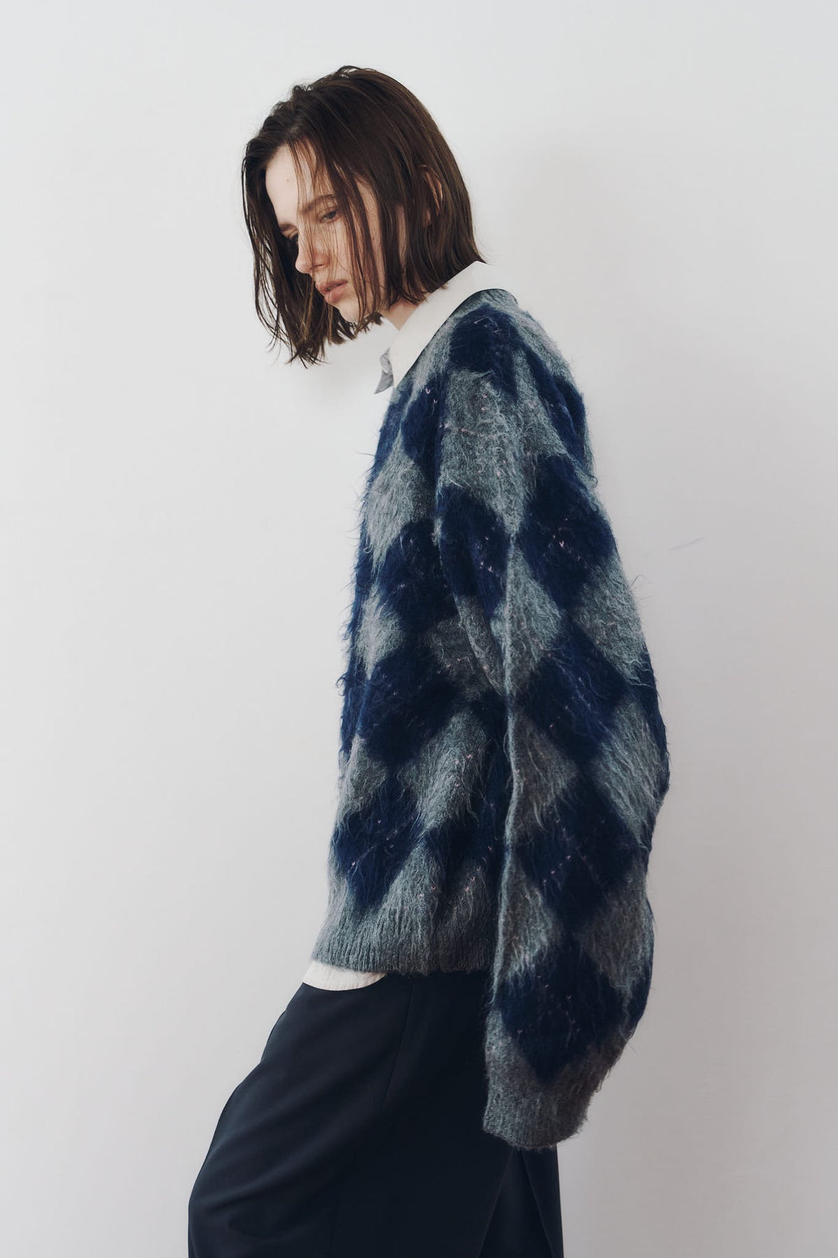 argyle knit(unisex)/navy