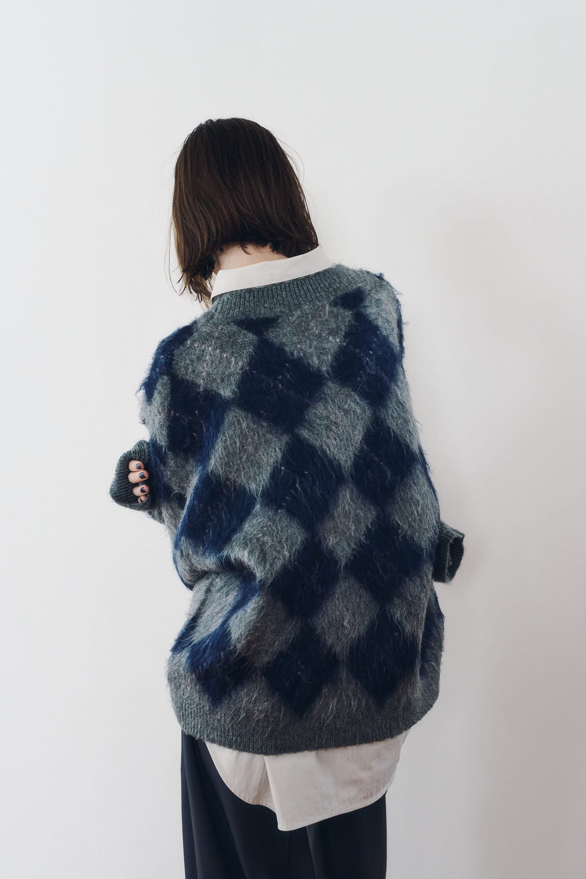 argyle knit(unisex)/navy