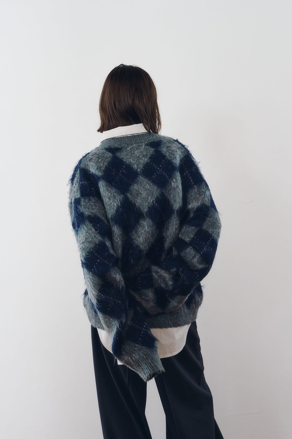 argyle knit(unisex)/navy
