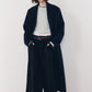 single-breasted long coat/navy