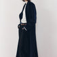 single-breasted long coat/navy