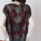 argyle knit vest/red