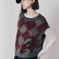 argyle knit vest/red