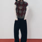 argyle knit vest/red