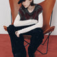 argyle knit vest/red