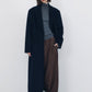 single-breasted long coat/navy