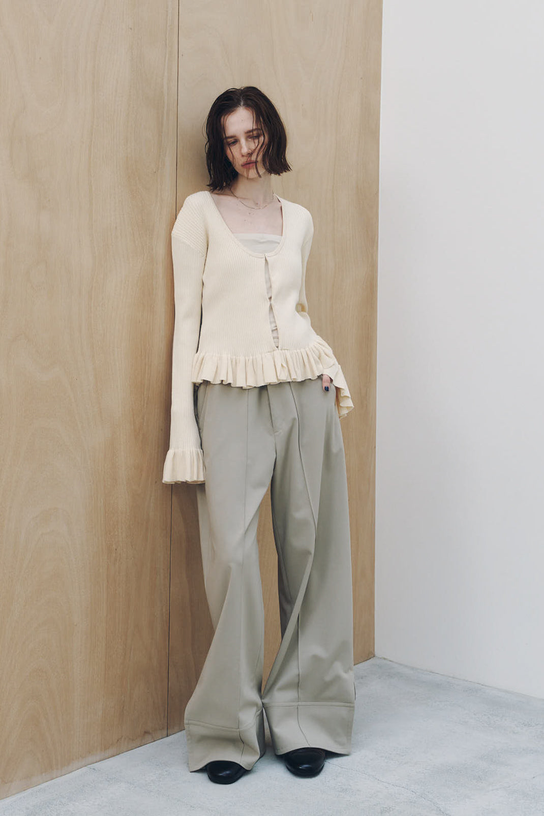 double hem trousers(unisex)/sandbeige