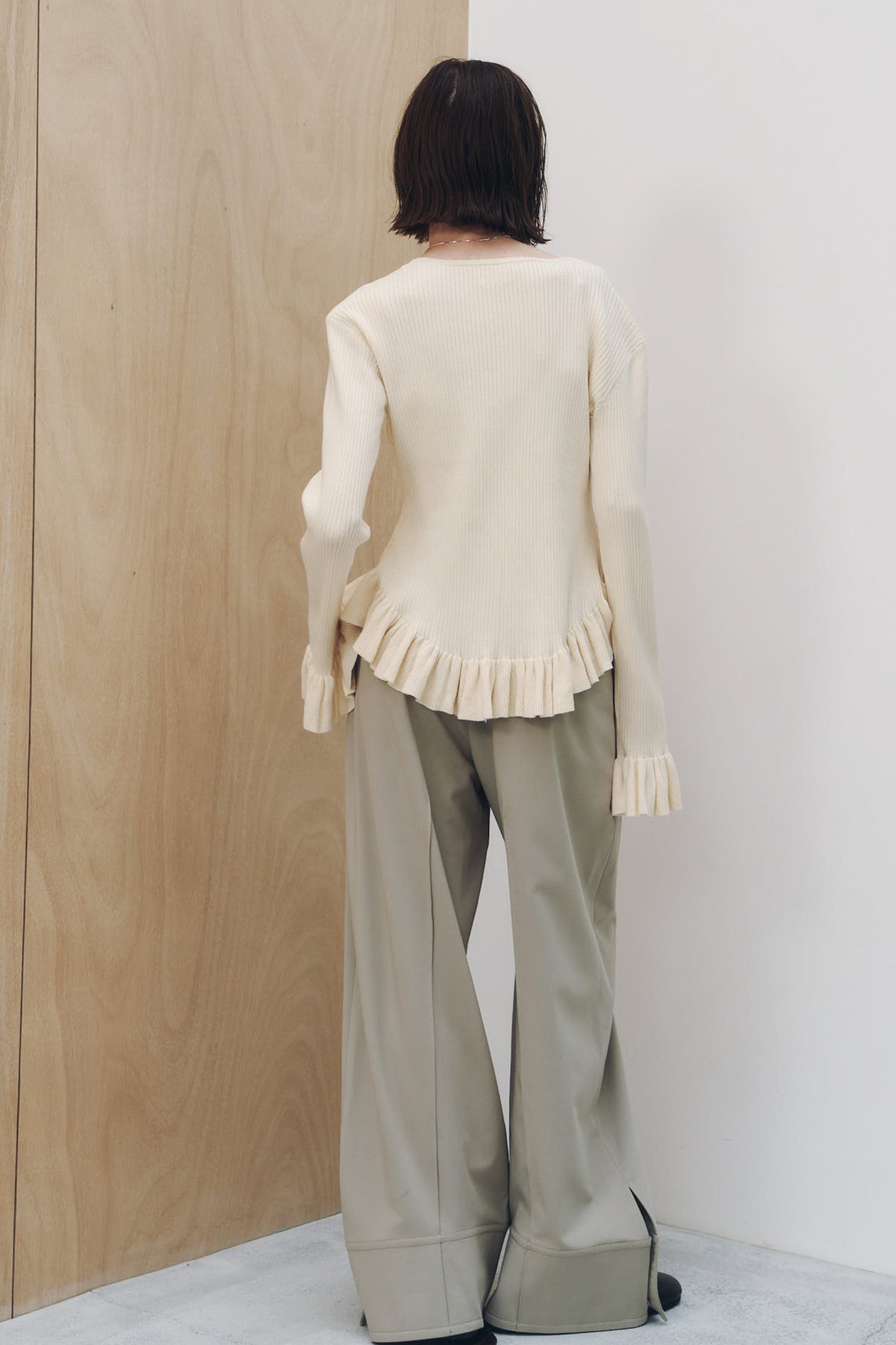 double hem trousers(unisex)/sandbeige
