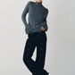 frill high neck knit/gray