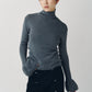 frill high neck knit/gray