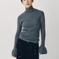frill high neck knit/gray