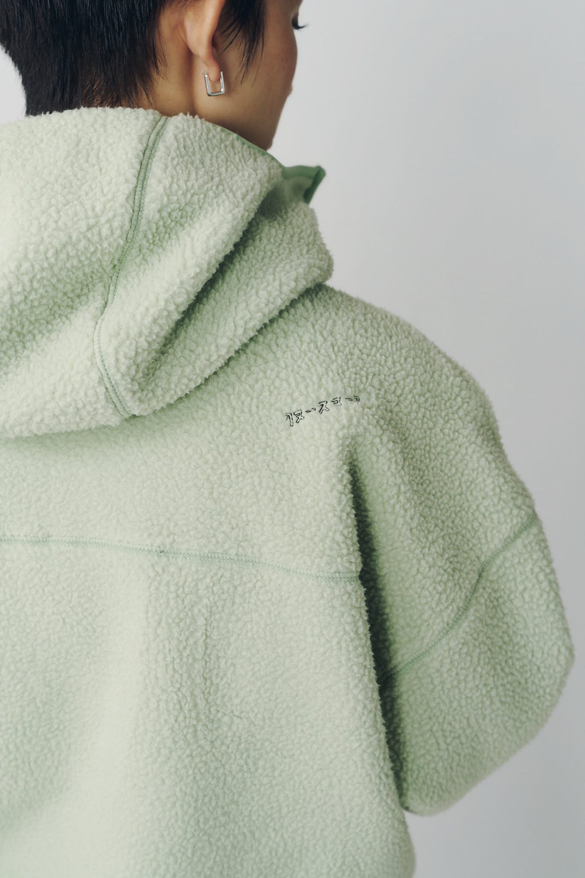 curved zip boa hoodie(unisex)/mint