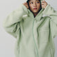 curved zip boa hoodie(unisex)/mint