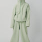 curved zip boa hoodie(unisex)/mint