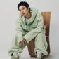 curved zip boa hoodie(unisex)/mint
