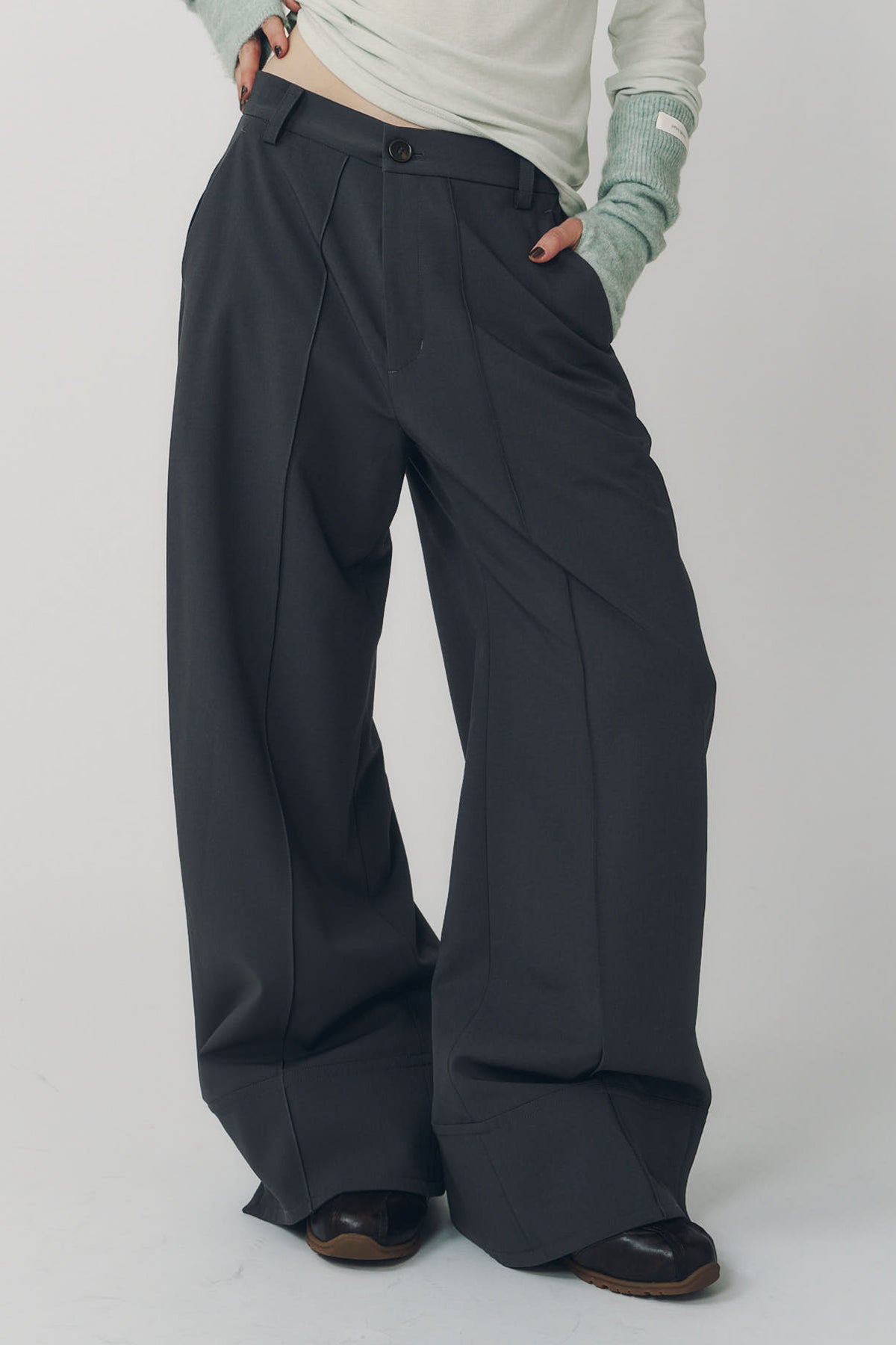 double hem trousers(unisex)/gray
