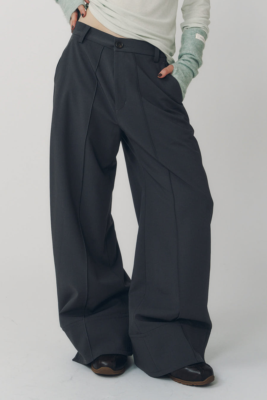 double hem trousers(unisex)/gray